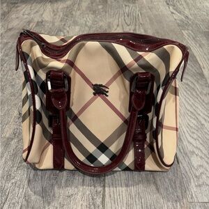 Burberry Beige and Burgundy Checkered Women's Bag
